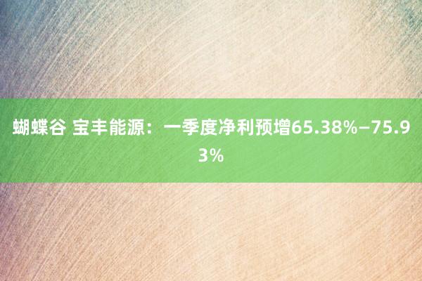 蝴蝶谷 宝丰能源：一季度净利预增65.38%—75.93%
